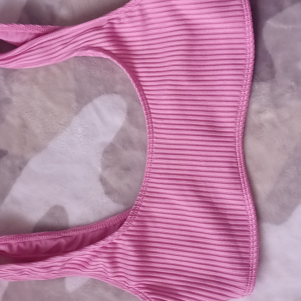 Pink Ribbed Bikini Top - Picture 2 of 3